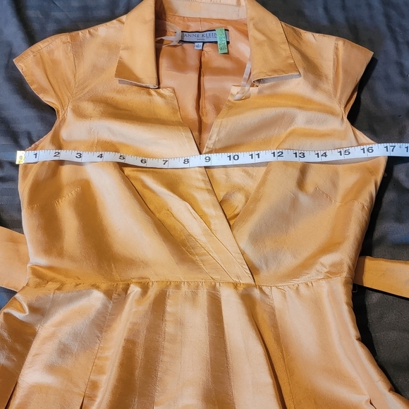 Anne Klein Mustard dress small 100% Silk - Picture 10 of 15
